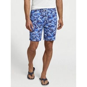 Peter Millar Men's Atlantic Blue
Monaco Madness Graphic Print 
Swim Trunks Large